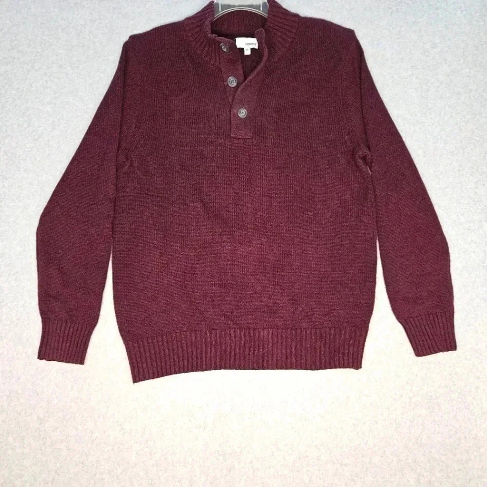 Sonoma Men's Burgundy Button Neck Sweater Size‎ Lg